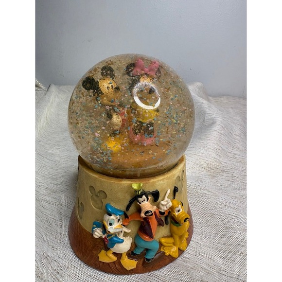 Disney Mickey Mouse Minnie Goofy Music Box Snow Globe By Kcare. - Picture 2 of 7